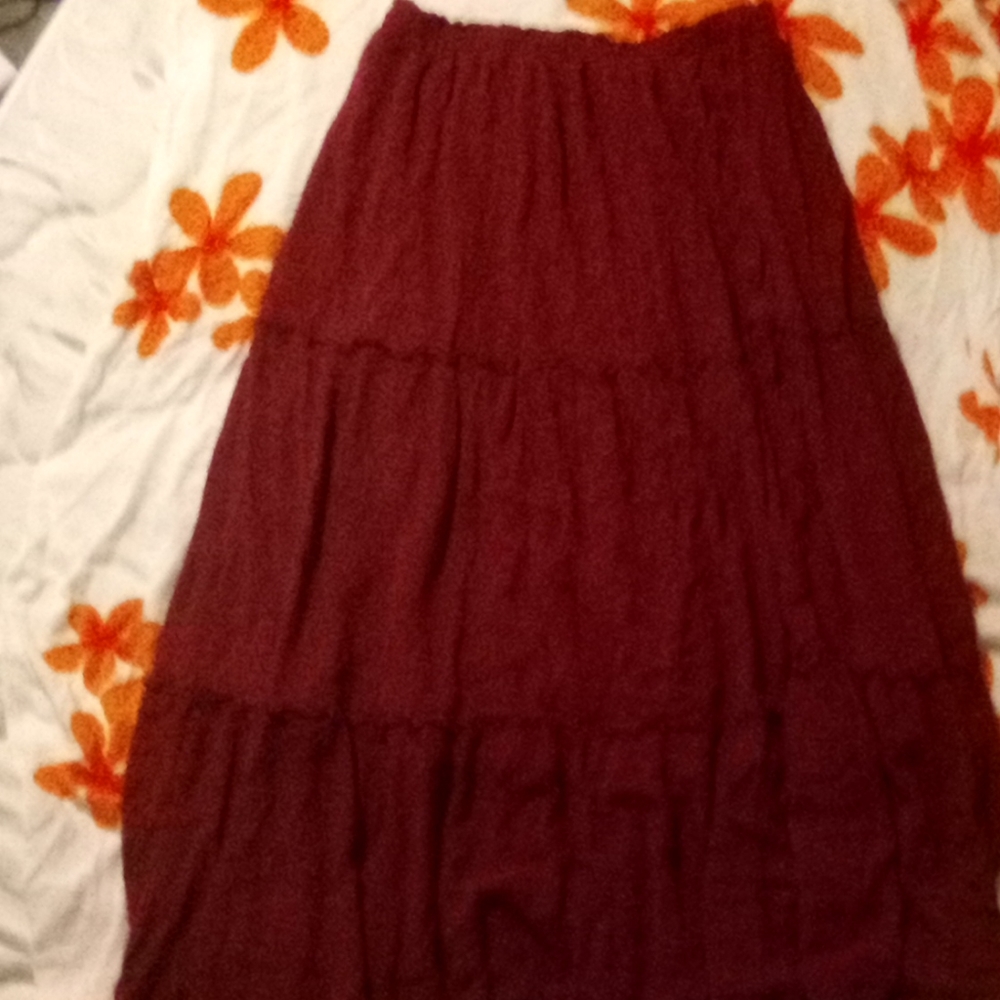 Long burgundy flowy skirt By old navy